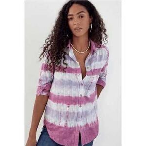 Anthropologie x Pilcro Janesse Tie Dye Button Down Textured Shirt size XS